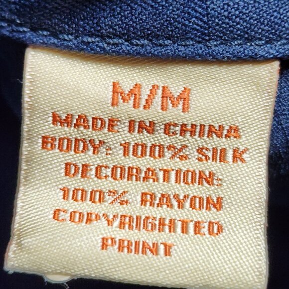 Tommy Bahama "One Minute Workout" Mens Blue Silk Shirt Medium - Picture 6 of 10